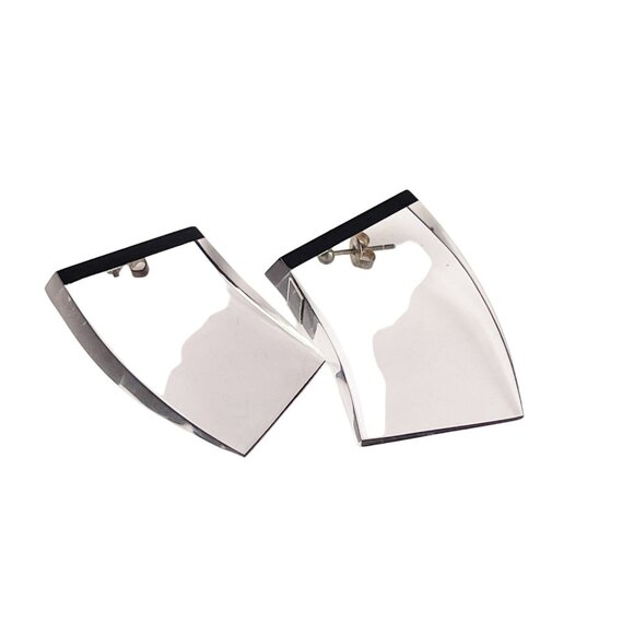 Laurent Guillot Lucite Clear Designer France Earrings Post Back - Picture 2 of 9